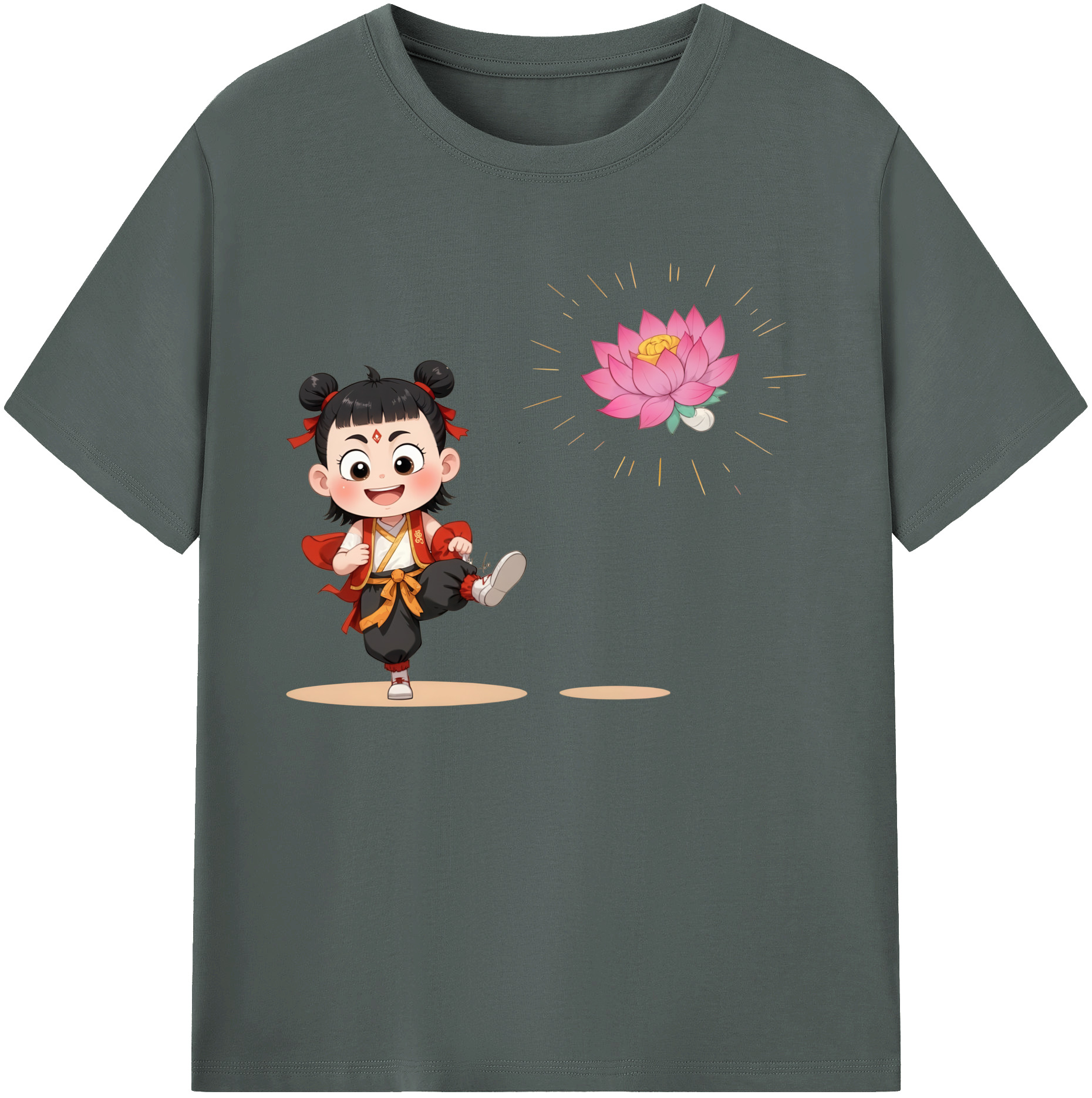 （画像用） Ne Zha 2 ナタ 魔童の大暴れ 綿100％ メンズ半袖Tシャツ｜肌触りやわらか＆通気性